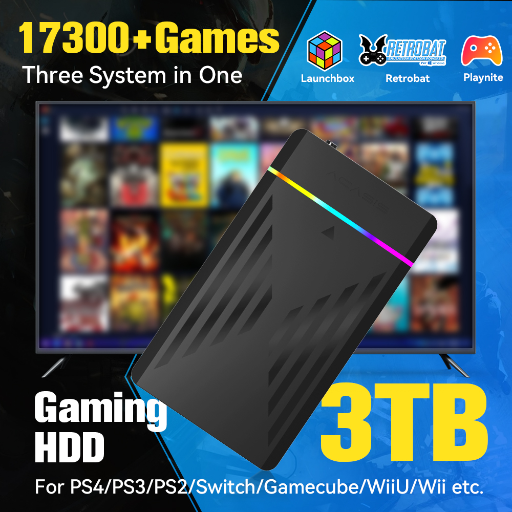 Arcade X - HDD Gaming portabel 3TB, konsol Game